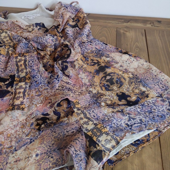 BCBGeneration Rose Print Ruffle Romper Shorts XS - Picture 7 of 10